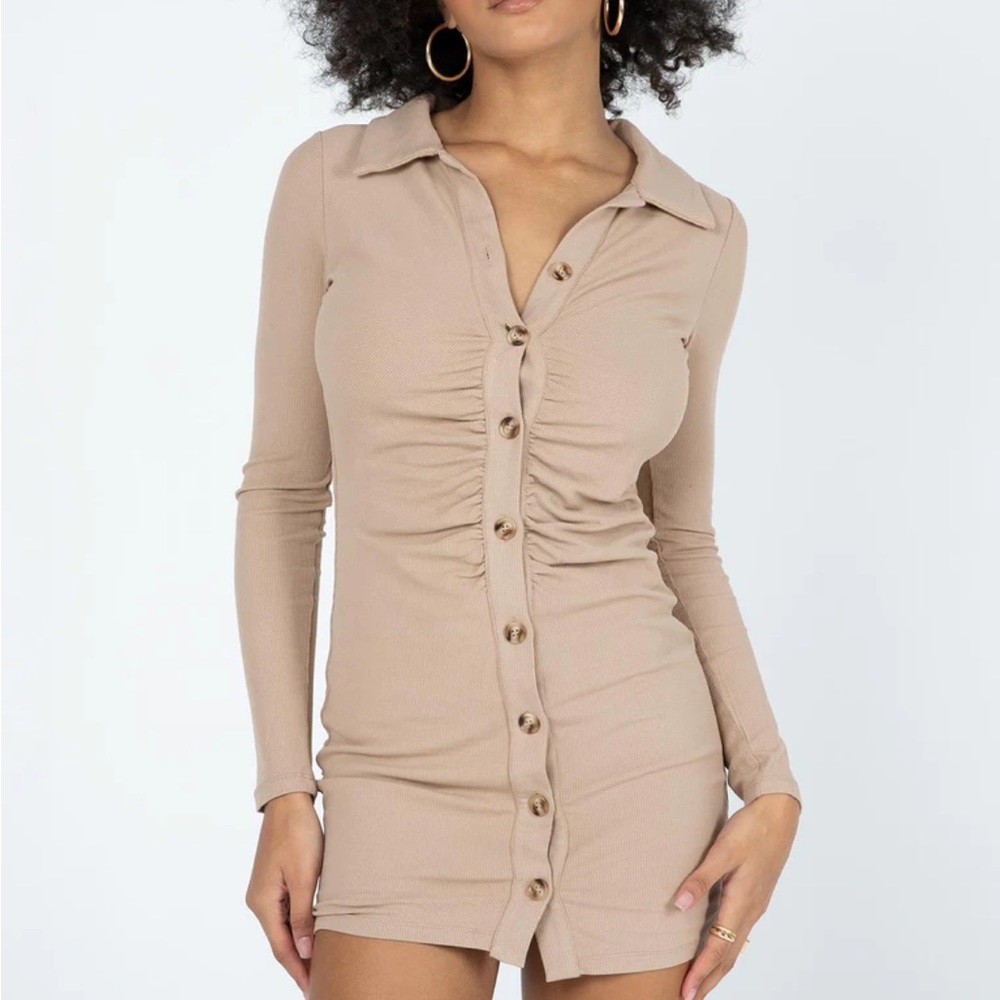 Beige Bodycon Mini Dress